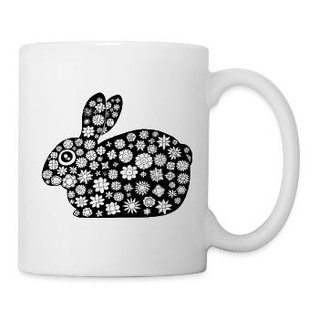 Black rabbit floral pattern - Mug - white - Right