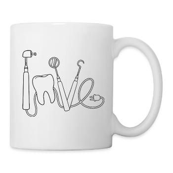 Amour dentaire : des outils qui forment un sourire - Mug blanc - blanc - Droite
