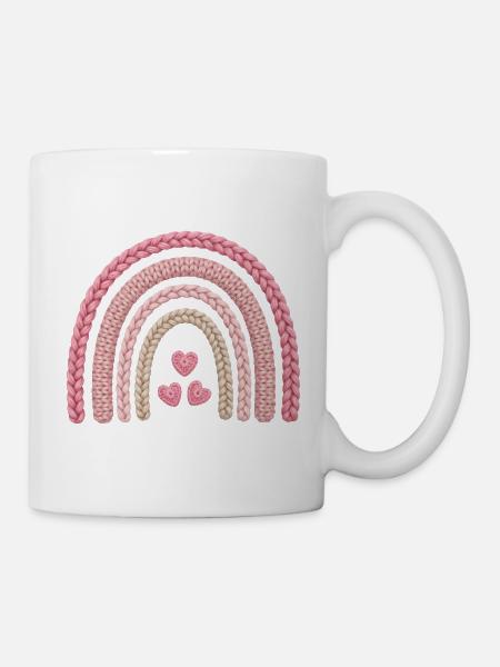 Regenbogen Rosa Strickmuster - Tasse - Weiß