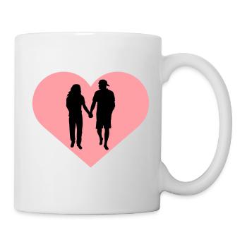 Couple Silhouette Amour Romance Petit ami de la Saint-Valentin - Mug blanc - blanc - Droite