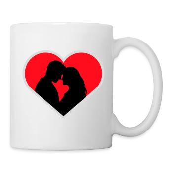 Couple Silhouette Amour Romance Petit ami de la Saint-Valentin - Mug blanc - blanc - Droite