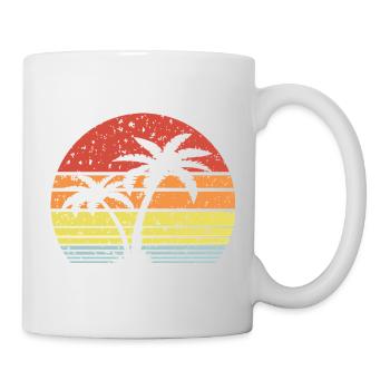 Palme Retro Sonne - Tasse - Weiß - Rechts