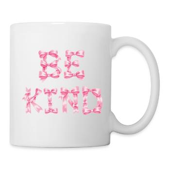 Be Kind Pink Bow T-Shirt Coquette Ästhetik - Tasse - Weiß - Rechts