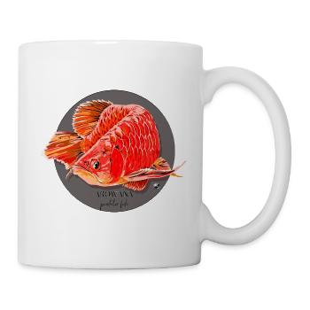 Arowana Fisch Abbildung in einem grauen Kreis - Tasse - Weiß - Rechts