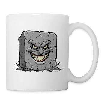 Cartoon Grabstein Grimmisches Grinsen - Tasse - Weiß - Rechts