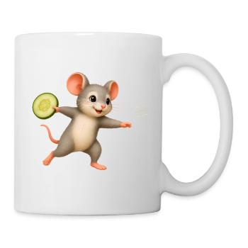 Cheerful Mouse with Cucumber Frisbee - Mug - white - Right