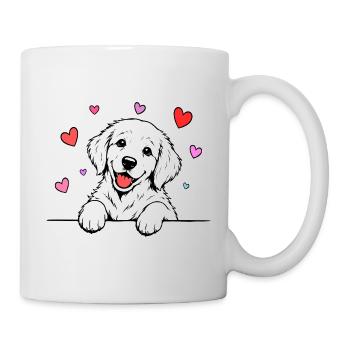 Golden_Retriever_Welpen_Pfote_Herz_weiss - Tasse - Weiß - Rechts