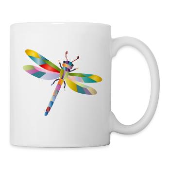Bunte Libelle Regenbogen Stil  - Tasse - Weiß - Rechts