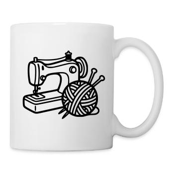 Machine à coudre Laine tricot Couture fait main - Mug blanc - blanc - Droite