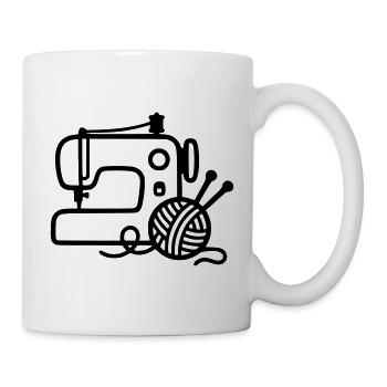 Machine à coudre Laine tricot Couture fait main - Mug blanc - blanc - Droite