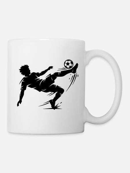 Fallrückzieher Fussball Silhouette - Tasse - Weiß