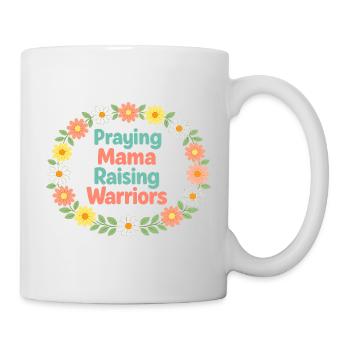 Betende Mama erzieht Krieger | Blumenkranz - Tasse - Weiß - Rechts