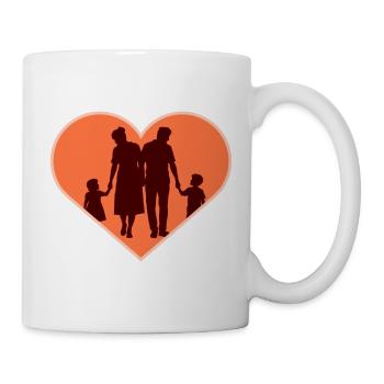 Silhouette familiale Chers enfants Parents Maman Papa - Mug blanc - blanc - Droite