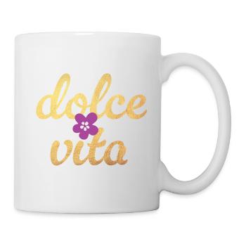 Dolce Vita Flower Blossom Gold Luxury Flower Quote - Mug - white - Right