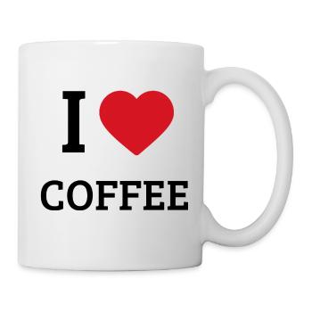 I Love Coffee Spruch – Lustiges Kaffee T-Shirt - Tasse - Weiß - Rechts
