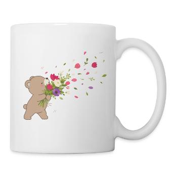 Cute bear with bouquet of flowers motif - Mug - white - Right