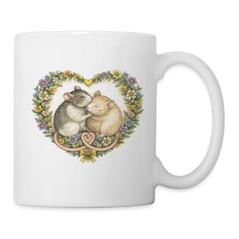 Floral Heart Mice Kiss - Mug - white - Right