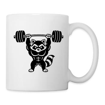 Muscle raton laveur souleve une barre - Mug blanc - blanc - Droite