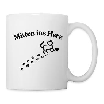 Mitten ins Herz Katzenmotiv - Tasse - Weiß - Rechts