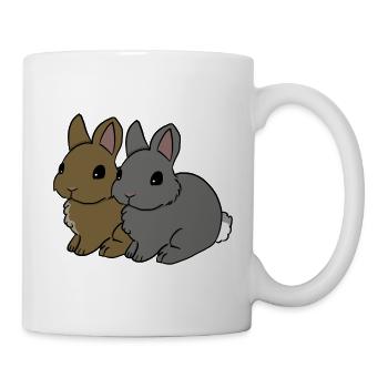Duo de lapins dans le style cartoon - Mug blanc - blanc - Droite