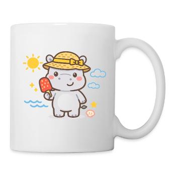 Hippopotame sur la plage avec un sorbet - Mug blanc - blanc - Droite