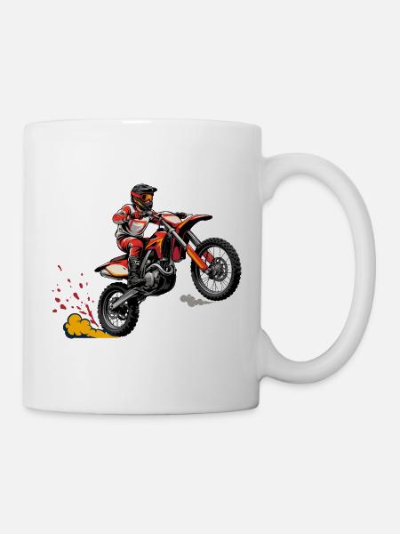 Motocross Sprung Illustration - Tasse - Weiß