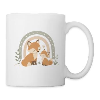 Fuchs & Kind – Boho Regenbogen Familienliebe - Tasse - Weiß - Rechts