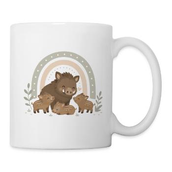 Wildschwein Familie - Boho Stil  - Tasse - Weiß - Rechts