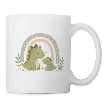 Niedliches Dinosaurier Familienmotiv   - Tasse - Weiß - Rechts