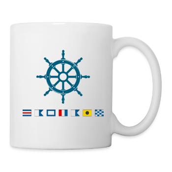Captain Maritimes Steuerrad Segler Design - Tasse - Weiß - Rechts