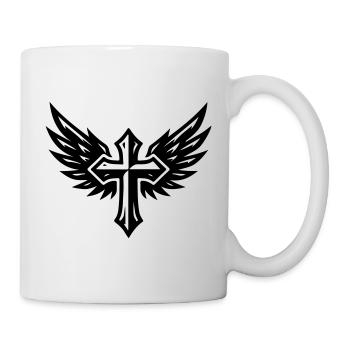 Icône des ailes croisées - Mug blanc - blanc - Droite