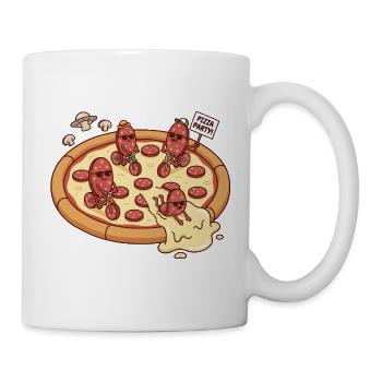 Pizza Party Salami Radfahrer Pilz Universum - Tasse - Weiß - Rechts