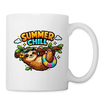 Summer Lounging Sloth Cartoon - Mug - white - Right
