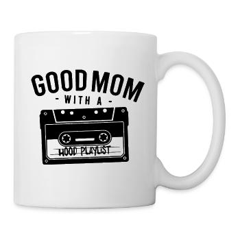 Playlist de la bonne mère avec une cagoule - Mug blanc - blanc - Droite