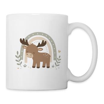 Moose Boho Rainbow – Cute Woodland Animal Design - Mug - white - Right