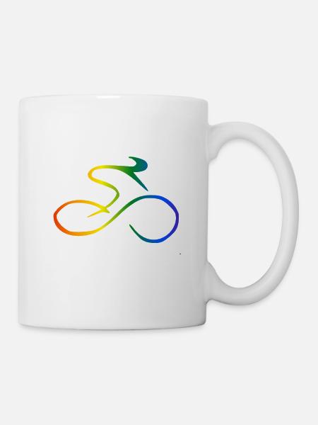Rennrad Regenbogen - Tasse - Weiß