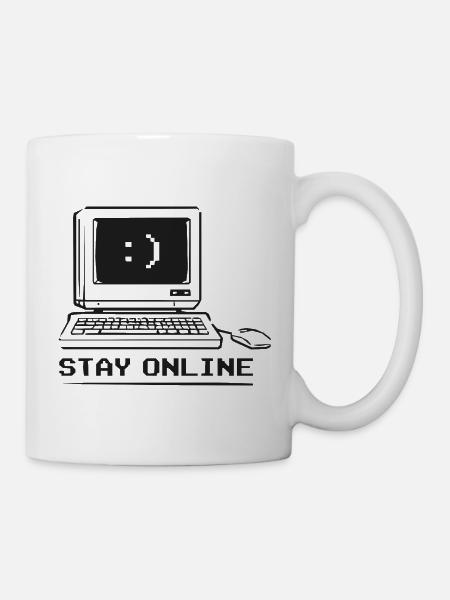 Bleib Online Retro Computer - Tasse - Weiß
