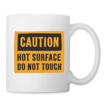 Attention : Surface chaude : ne pas toucher - Mug blanc - blanc - Droite