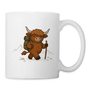 Randonnement du bétail des Highlands avec un sac à dos - Mug blanc - blanc - Droite