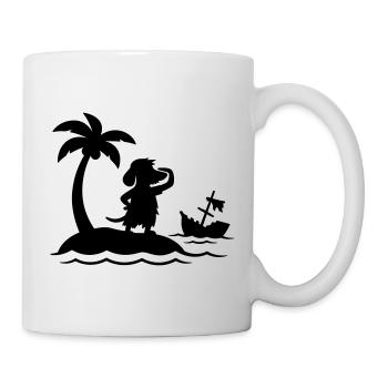 Dachshund on Desert Island – Funny Castaway Dog - Mug - white - Right
