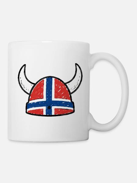 Norwegen Wikingerhelm – Lustiges Viking Design - Tasse - Weiß