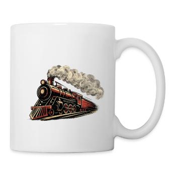 Locomotive à vapeur vintage en train rétro accéléré - Mug blanc - blanc - Droite