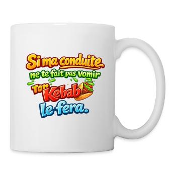 Conduite et kebab: humour explosif pilote malade - Mug blanc - blanc - Droite
