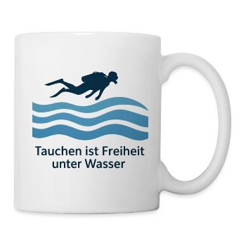 Tauchen ist Freiheit Unter Wasser - Tasse - Weiß - Rechts