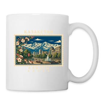 Kasachstan Almaty Vintage Reisemarke - Tasse - Weiß - Rechts