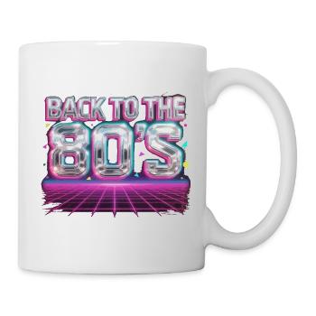 Retour à la grille néon des années 80 - Mug blanc - blanc - Droite