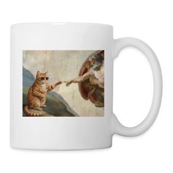 Katze Schlägt Gottes Hand Lustiges Katzen meme - Tasse - Weiß - Rechts