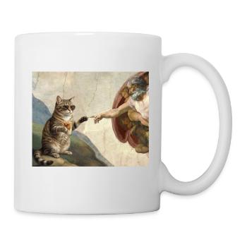 Katze Schlägt Gottes Hand Lustiges Katzen meme - Tasse - Weiß - Rechts