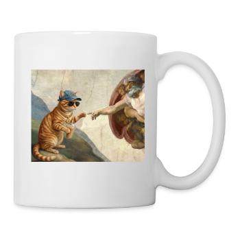 Katze Schlägt Gottes Hand Lustiges Katzen meme - Tasse - Weiß - Rechts