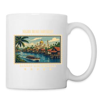 Brunei Bandar Seri Begawan Vintage Reisemarke - Tasse - Weiß - Rechts